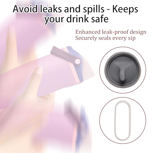 2pcs Leak-Proof Stoppers for Owala FreeSip Sway 30oz 40oz and 2pcs Rubber Seal Replacement for Free Sip Sway/Tumbler 40oz Grey Silicone Sports Water Bottle Top Lid Cap Insert Accessories Parts