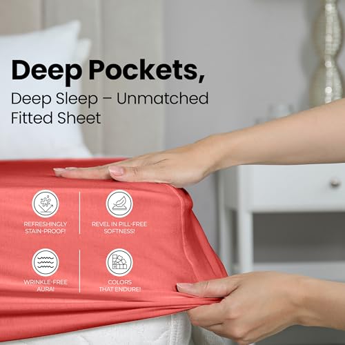 Utopia Bedding Full Fitted Sheet - Ultra Soft Coral, 15" Deep Pocket