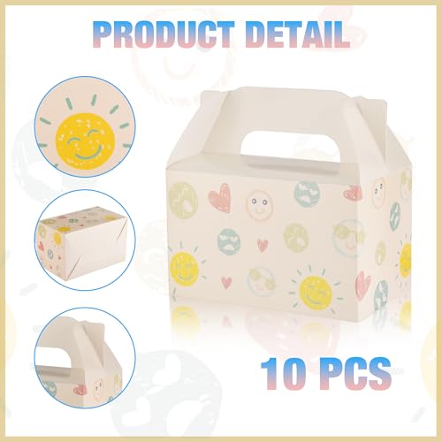 White Gable Favor Treat Boxes with Handle, 6.5x4x4 Inch, 10 Pack