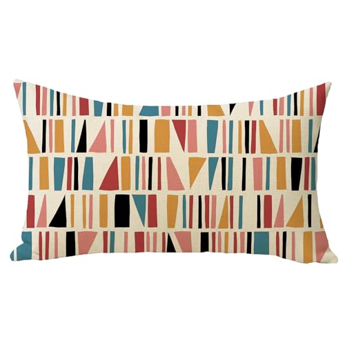 Geometric Decorative Throw Pillow Cover 12 x 20 - Cotton Linen