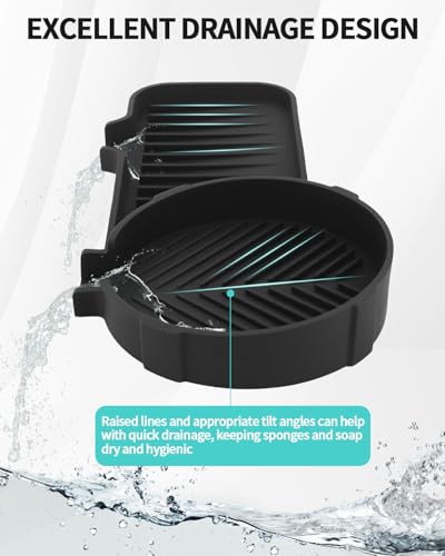 2-in-1 Silicone Sponge & Soap Holder with Drain Tray - Kitchen & Bathroom Organizer