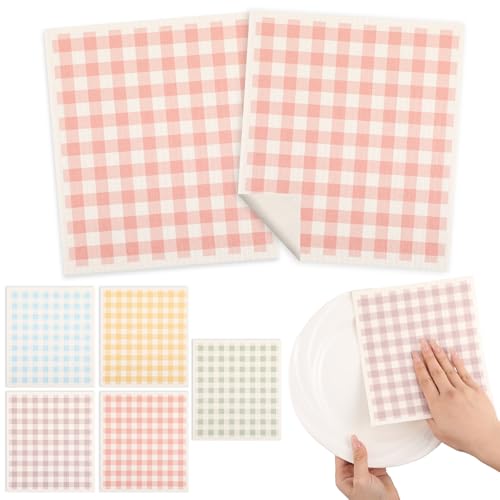 wlich Swedish Dishcloths 5-Pack - Reusable Plant-Based Kitchen Towels with Clips