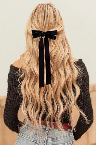BluOcnMkt 2Pcs Velvet Hair Bow Clips with Long Tails for Women