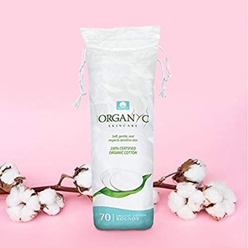 Organyc 100% Organic Cotton Rounds - Biodegradable & Sensitive Skin (70 Count)