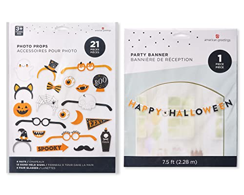 Halloween Photo Booth Kit with 22 Props & Banner - American Greetings