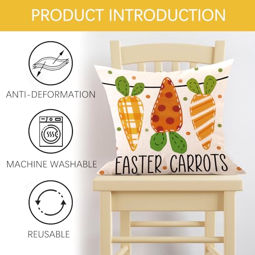 Happy Easter Carrots & Peeps Decorative Throw Pillow Covers - 20" x 20" (Pack of 4)