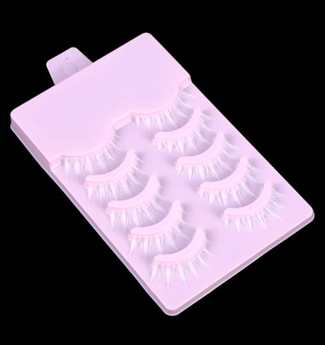 Thrymme White False Eyelashes 5 Pairs Natural Manga Style Cosplay Lashes