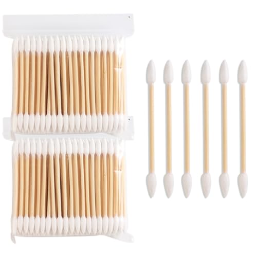 Pointed Tip Cotton Swabs with Wood Sticks 200pcs Precision Makeup and Nail Polish Corrector Buds