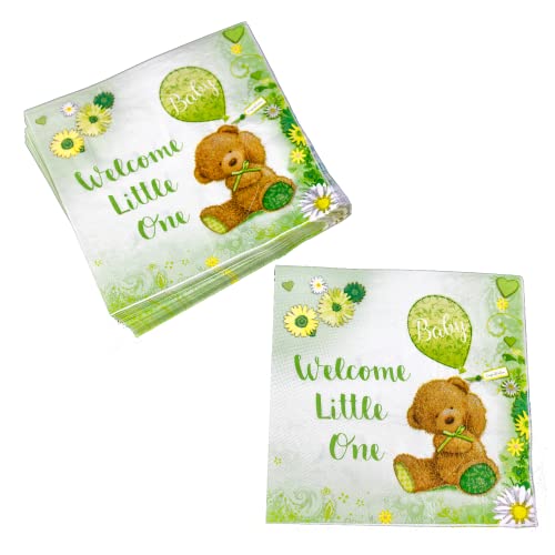 Iconikal 75-Pack Baby Shower Party Napkins Gender Neutral Green