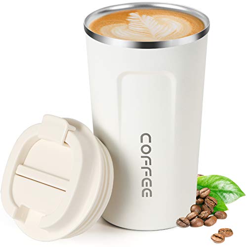 Smilatte 17oz Vacuum Insulated Coffee Travel Mug - Leak-Proof Stainless Steel