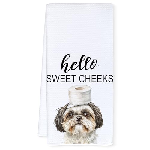 Shih Tzu Bathroom Hand Towel - Hello Sweet Cheeks Decorative 16x24 Inch