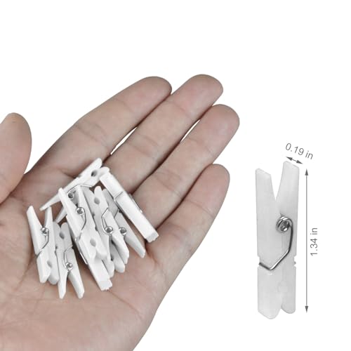 20 Mini Plastic Clothes Pins - 1.37 Inch for Crafts & Decorations