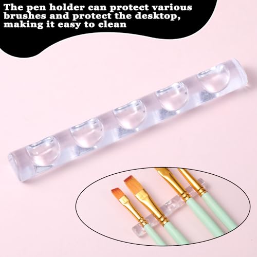 6 Pack Acrylic Nail Art Brush Holder Stand Transparent Rest Organizer