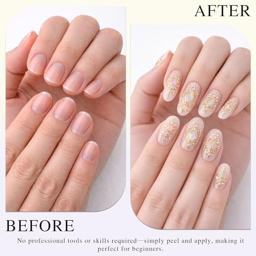 Gmlawsc Embossed Gold Gemstone Nail Stickers Vintage Baroque Decals