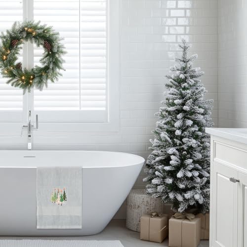 3-Pack Christmas Hand Towels - 100% Cotton, Embroidered, 29x14 Inch