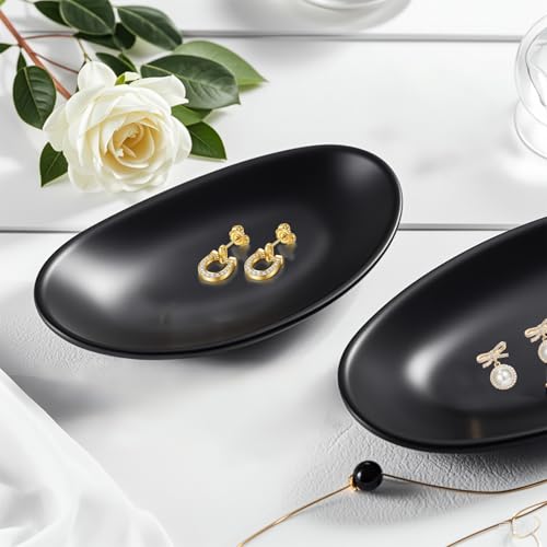 Elegant Black Jewelry Tray Organizer for Rings and Keys