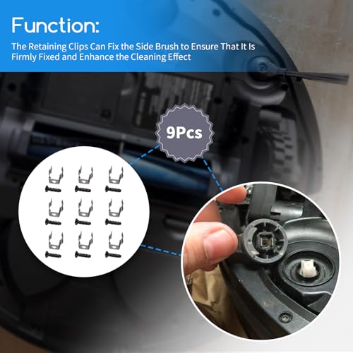 Metal Side Brush Mount Clips for Shark IQ & AI Robot Vacuum (9 Pack)