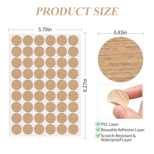 648PCS Self-Adhesive Screw Hole Cover Stickers - 12 Colors, 21mm PVC Caps for Furniture Repair