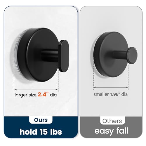 pickpiff 15lb Heavy Duty Suction Cup Hooks - Matte Black, 4 Pack