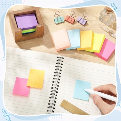 Wood Sticky Note Holder with 8 Pads - 1.5 x 2 Inch Memo Dispenser