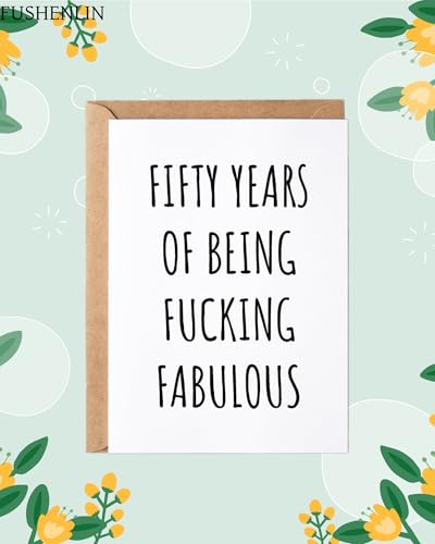 Funny 50th Birthday Card for Men and Women, Sarcastic 5x7 Inch Gag Gift