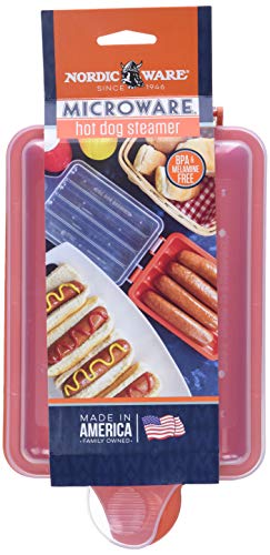 Nordic Ware Microwave Hot Dog Steamer, 4-Capacity Red Cooker