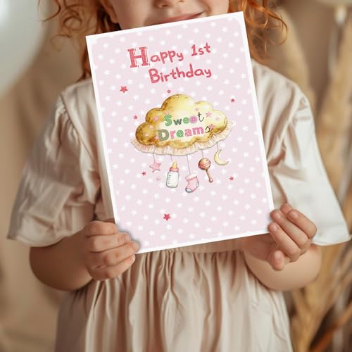 Happy 1st Birthday Card for Girl - Special Gift from Parents