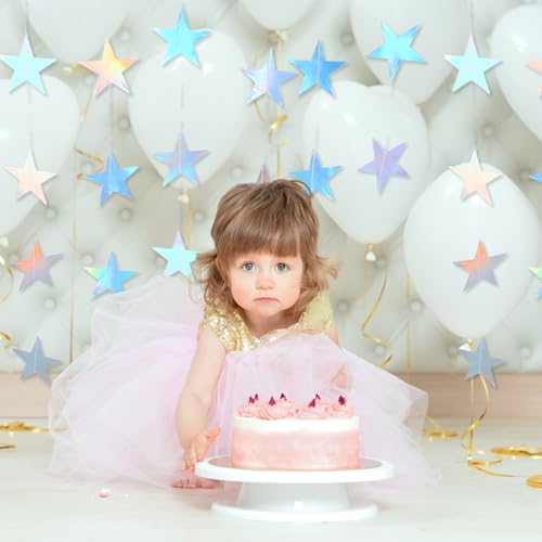 Iridescent Star Garland - 40ft Shimmering Party Decoration