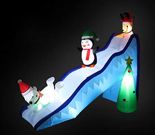 9 Ft Long Christmas Inflatable Yard Scene with Penguin Reindeer Polar Bear LED Lights