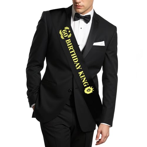 60th Birthday Sash for Men - Satin Black Gift for Him