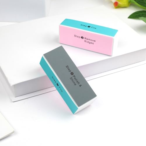 Ceemiaa 4-Way Nail Buffer Blocks - 2PCS Shiny Buffing Sponge for Filing, Smoothing & Polishing