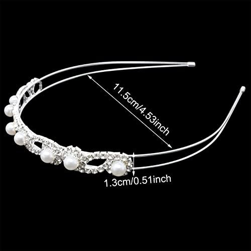 Honbay Crystal Pearl Wedding Headband Bridal Hair Crown Tiara