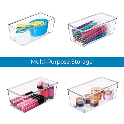 iDesign Linus Clear Drawer Organizer Bin, 8x4 Inch - Set of 2