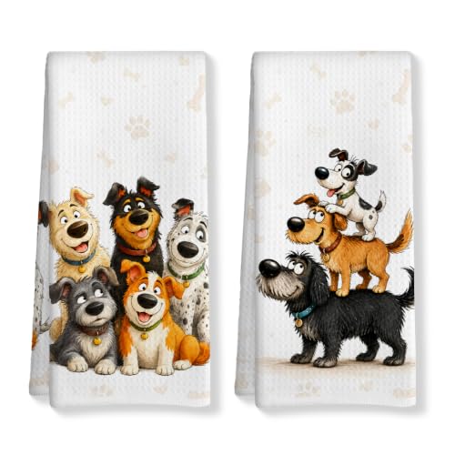Multi 0375 Funny Dog Kitchen Towels - Dog Gifts for Women - Dog Decor