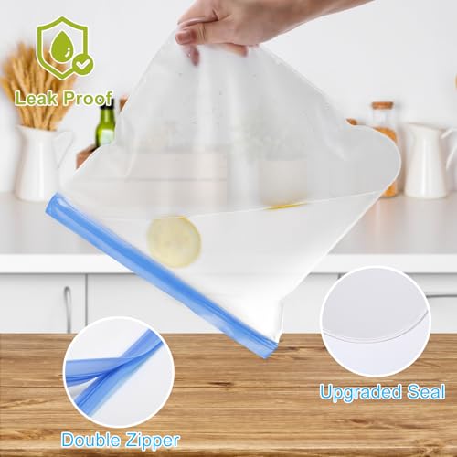 Lerine 10-Pack Stand-Up Reusable Freezer Bags - Leakproof Food Storage Set