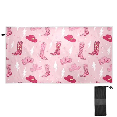Gredecor Oversized Cowgirl Boots Beach Towel, 31x71-inch Sand-Free Microfiber