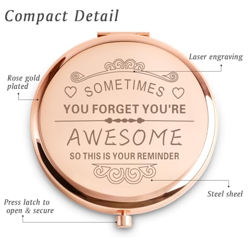 QUSTGO Personalized Engraved Compact Mirror Custom Gift for Women