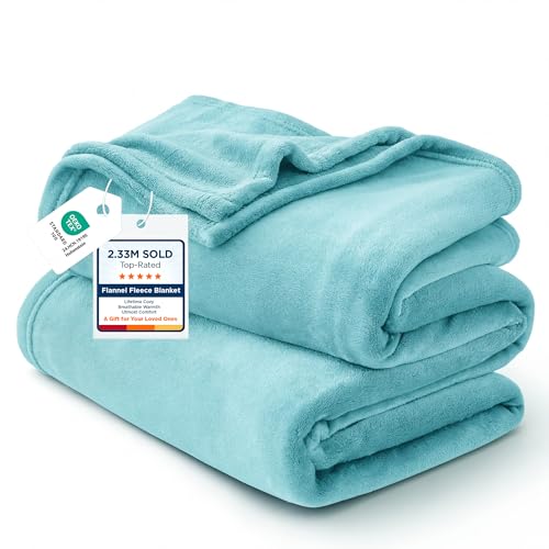 Bedsure River Blue Twin Fleece Blanket - 300GSM Lightweight Plush 60x80 inches