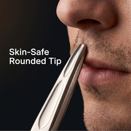 Gold Stainless Steel Round Tip Tweezers with Travel Case for Facial Hair