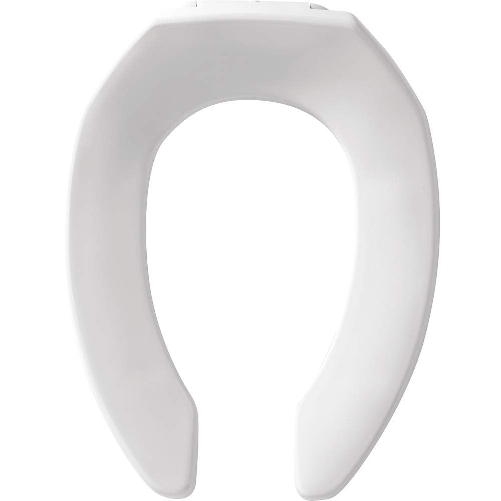 BEMIS 1955SSTFR Commercial Heavy Duty Fire Retardant Open Front Toilet Seat without Cover, Industrial No Slam Seat, Made in USA, Elongated, White
