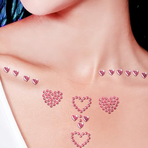 Face Gems & Hair Rhinestone Stickers - 6 Sheets Self-Adhesive Festival Jewels