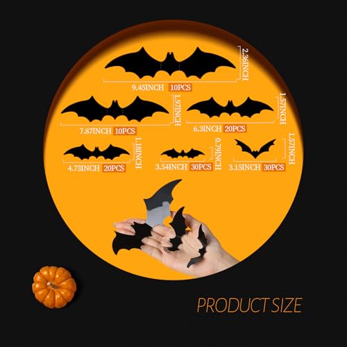 Teenitor Halloween Bat Wall Stickers - 120pcs for Indoor & Outdoor Decor