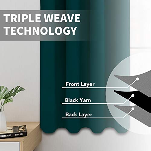 Easy-Going Deep Teal Blackout Curtains 52x108 in, 2 Panels