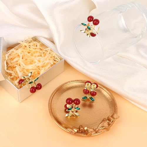 GAFATORY Mini Cherry Hair Claw Clips - 6 Pack Cute Non-Slip Rhinestone Hair Accessories for Women and Girls