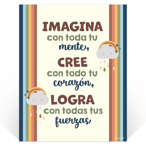 15 Boho Rainbow Spanish Classroom Posters | Motivational Decor