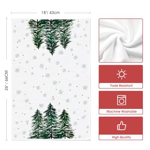 Christmas Kitchen Towels Set of 4 18x26 Inch Green Holiday Dish Towels