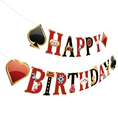 Casino Birthday Banner for Las Vegas Theme Party Decorations