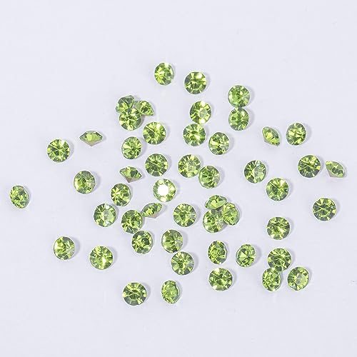 Light Green Nail Rhinestones 1660Pcs Crystal Gems with Storage Box