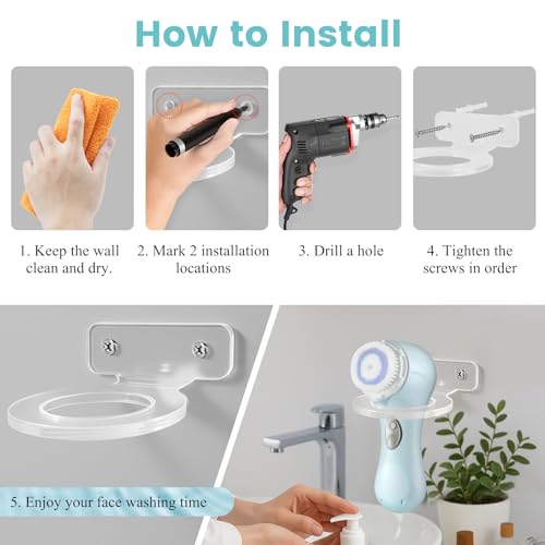 Electric Face Scrubber Holder Wall Mount Acrylic Organizer for COSLUSCLSEVXY, TOUCHBeauty, Mia 2