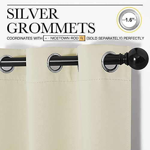 NICETOWN Beige Blackout Curtains 34" x 72" - Thermal Insulated, Noise-Reducing Drapes